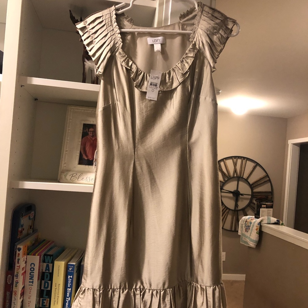 Silky champagne metallic dress from Loft
